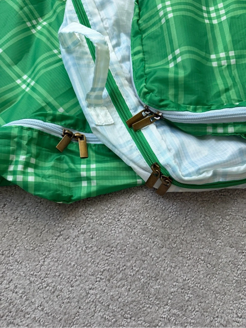 Hearth & Hand by Magnolia Plaid Packing Cubes - green & white plaid